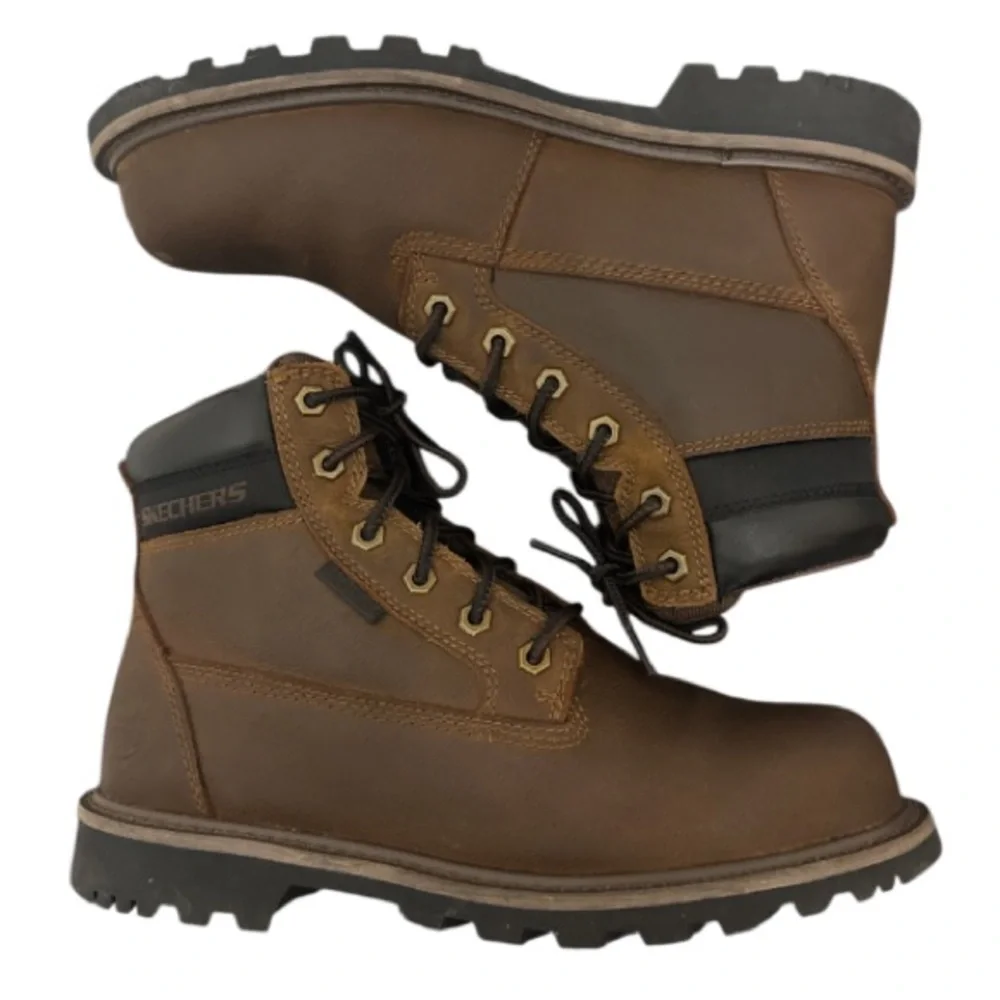 Authentic Skechers work safety steel toe leather boots sz men’s 7.5